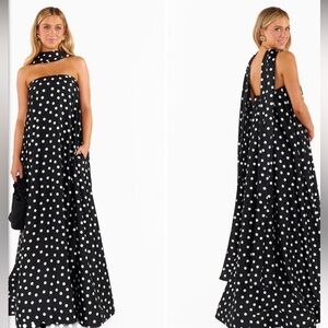 Show Me Your MuMu Black and White Polka Dot Strapless Dress